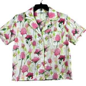 Sleepy Jones Short Sleeve Pajama Shirt Button Up Womens Size‎ Medium Floral